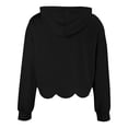 thumbnail image 5 of Cropped Hoodie Women Casual Elegant Cute Scalloped Hem Crop Sweatshirts Long Sleeve Drawstring Pullover 2026 Fall Soft Lightweight Hooded Tops Daily Travel Outfits, Black 2XL, 5 of 7