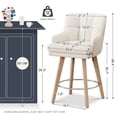 thumbnail image 3 of MultiHaven 26.2-Inch Bar Stools Set of 1,Swivel Counter Height Bar Stool with Plaid Back & Armrests,Solid Wood Legs Fabric Kitchen Chairs for Bar,Cafe - Beige, 3 of 8