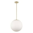 thumbnail image 7 of Kira Home Ceres 14" Mid Century Modern Globe Pendant Light, Minimalist White Frosted Glass Orb Hanging Lamp, Cool Brass, 7 of 7