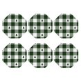 thumbnail image 2 of Balery 6 Pcs Green White Christmas Tree Lumberjack Plaidleather Coasters Set, Drink Table Cup Coasters For Living Room Kitchen Coffee Decor, 2 of 9