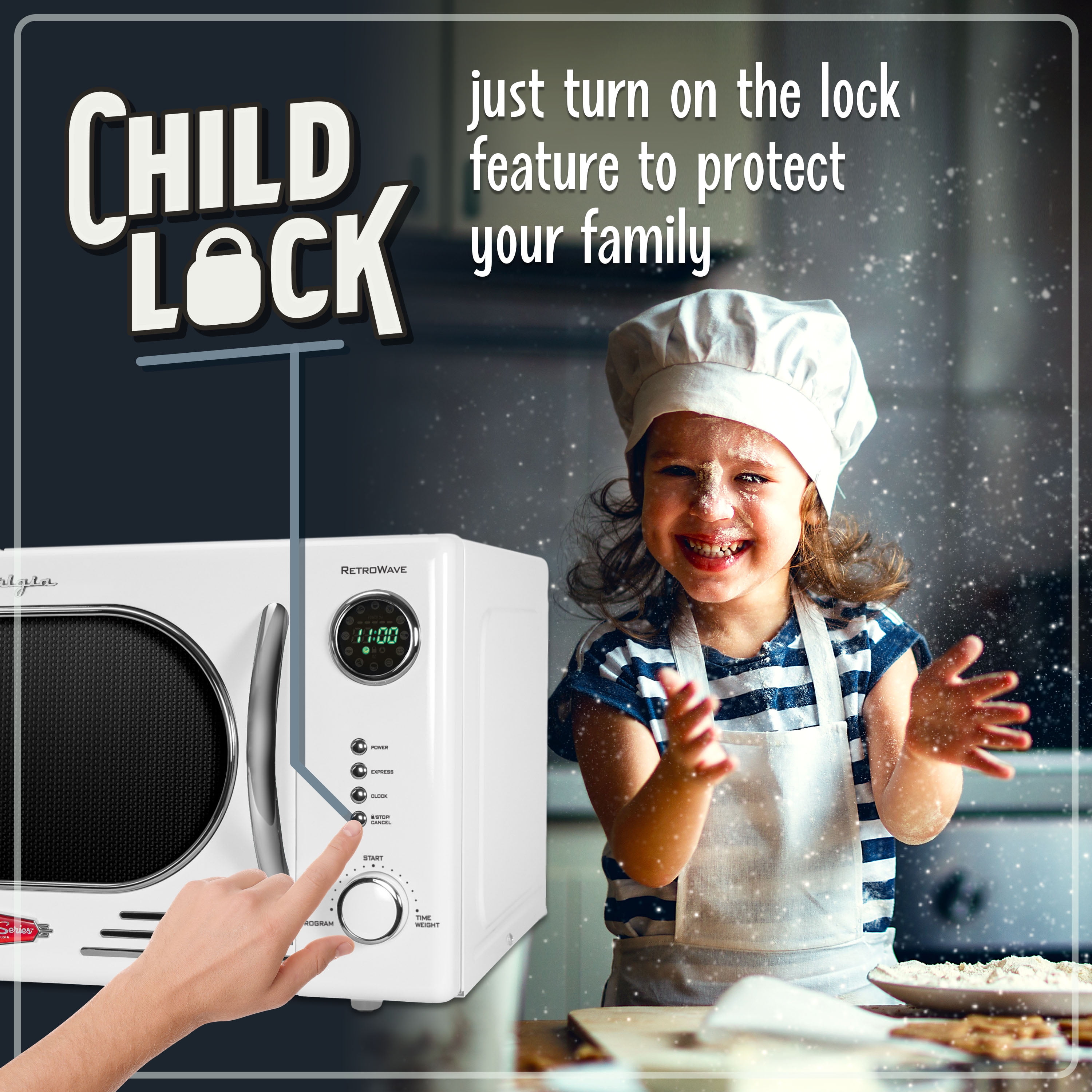 ノスタルジー29 Nostalgia Retro Countertop Microwave, 1.1 cu ft, 1000-Watt, 12