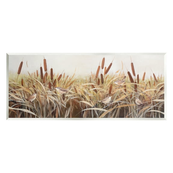 Stupell Industries Birds Among Country Reeds Botanical & Floral Painting Unframed Art Print Wall Art, 17 x 7