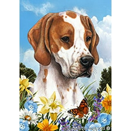 English Pointer Red and White - Best of Breed Summer Flowers Garden Flags