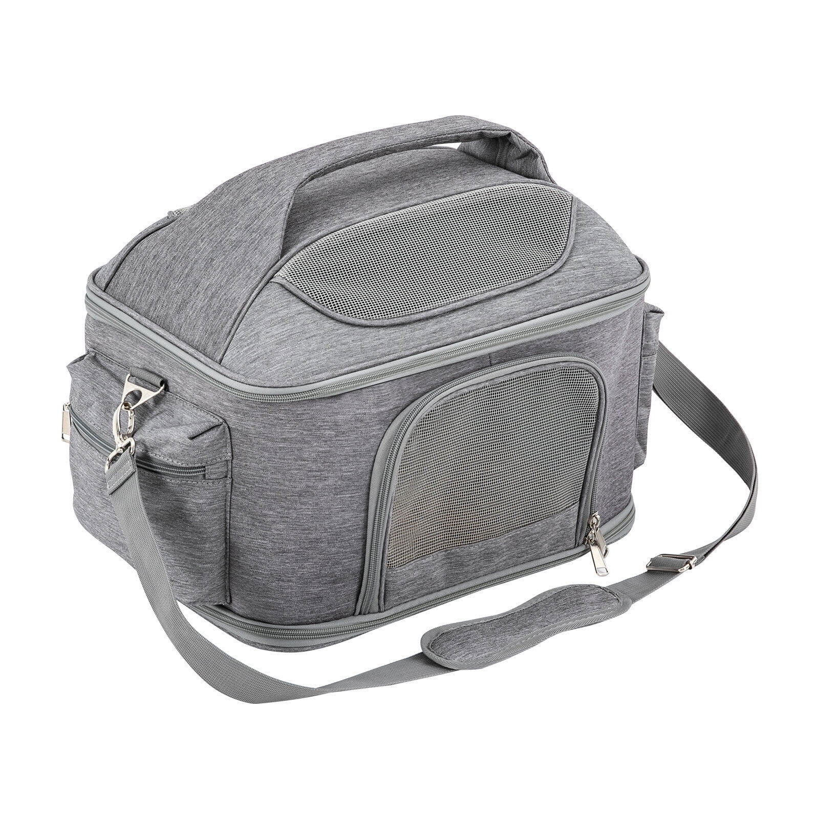 Collapsible Pet Carrier Pet Bag Crey Pet Travel Bag Oxford Waterproof Fabric 16.54*11.81*13.39 in