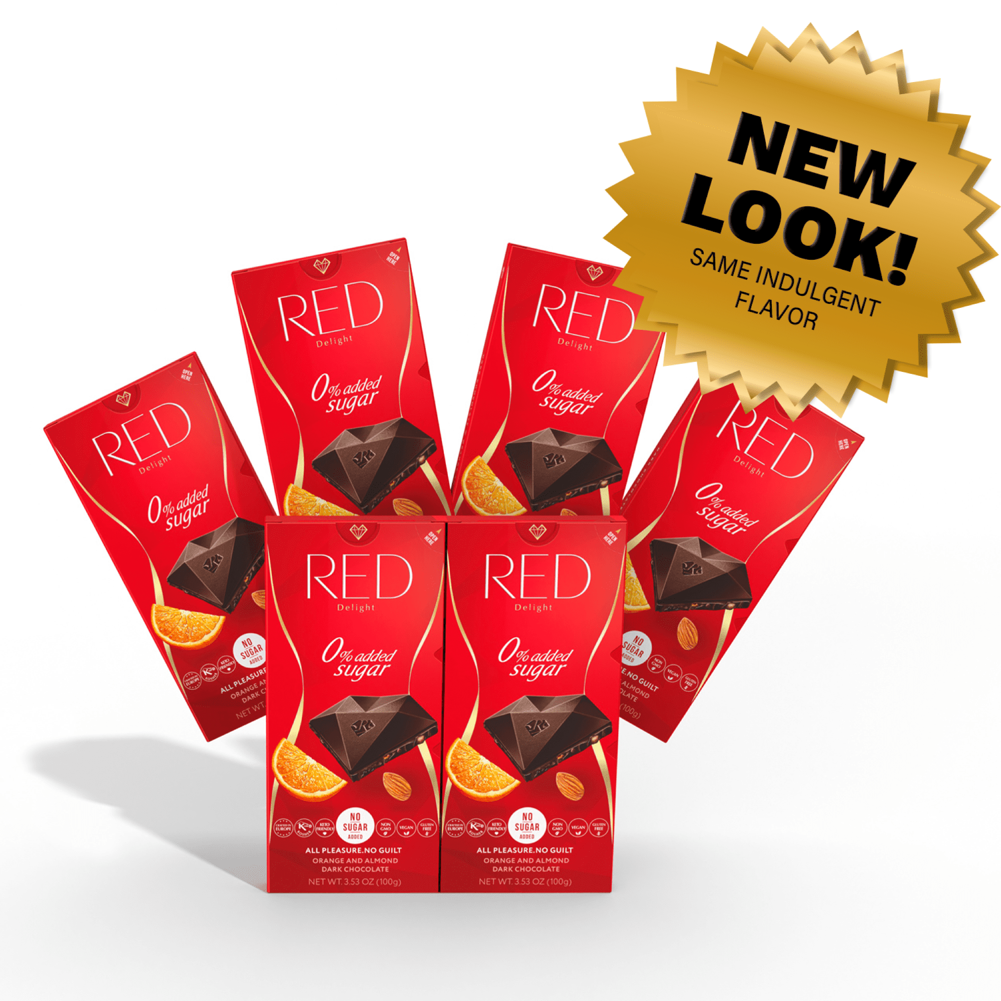 RED Chocolate Dark Chocolate with Orange and Almond 6 Pack