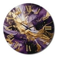 thumbnail image 2 of Designart "Liquid Magic in Purple and Gold III" Abstract Oversized Wall Clock, 2 of 5