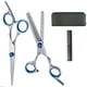 thumbnail image 2 of Kit de 11 tijeras para cortar el pelo, con clip, cepillo y peine, de acero inoxidable, para peluquería, color azul, 2 of 12