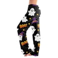 thumbnail image 2 of Womens Pajama Pants Halloween Cute Ghost Print Drawstring Stretch Elastic Waist Pjs Sleep Bottoms, 2 of 6