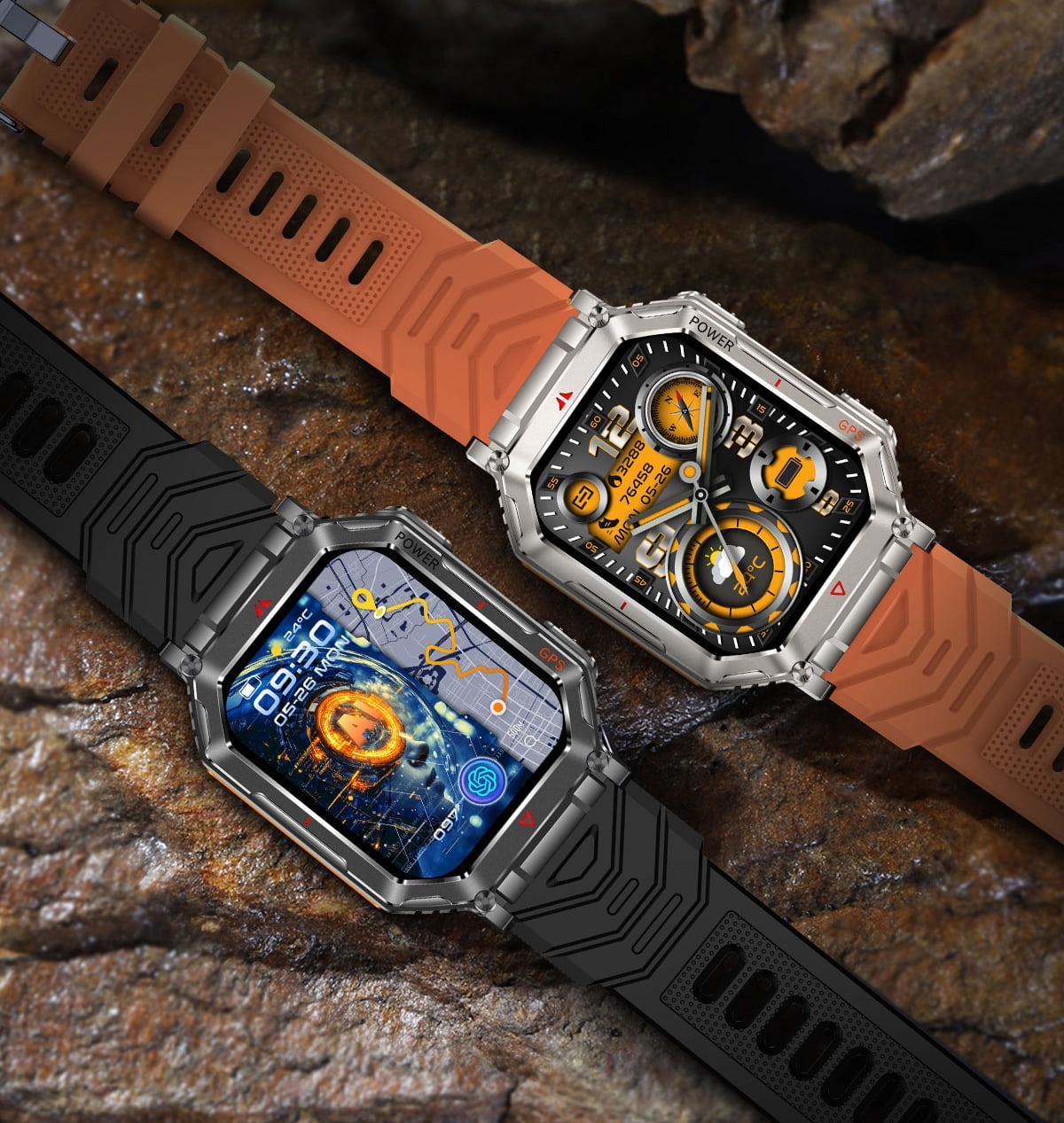 AIEK KR92 With Ai ChatGPT GPS Smart Watch 3ATM Waterproof 450mAh Bluetooth Call Outdoor LED Flashlight Compass Outdoor Sport Smartwatch