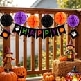 thumbnail image 6 of Hovilon 6 Pieces Paper Honeycomb Balls Hanging Tissue Pom Poms, Black Orange Purple Halloween Party Decor for Indoor Ceiling Window Doorway, Spooky Holiday Venue Layout Supplies for Themed Home Decor, 6 of 6