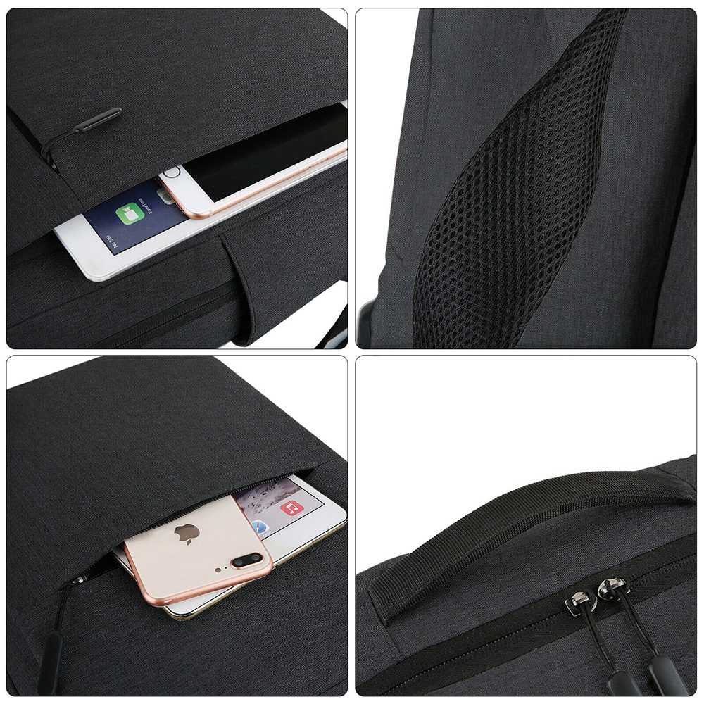 Novaa Bags 16" Slim Casual Waterproof Laptop Backpack with USB Charging Port Black - image 4 of 5