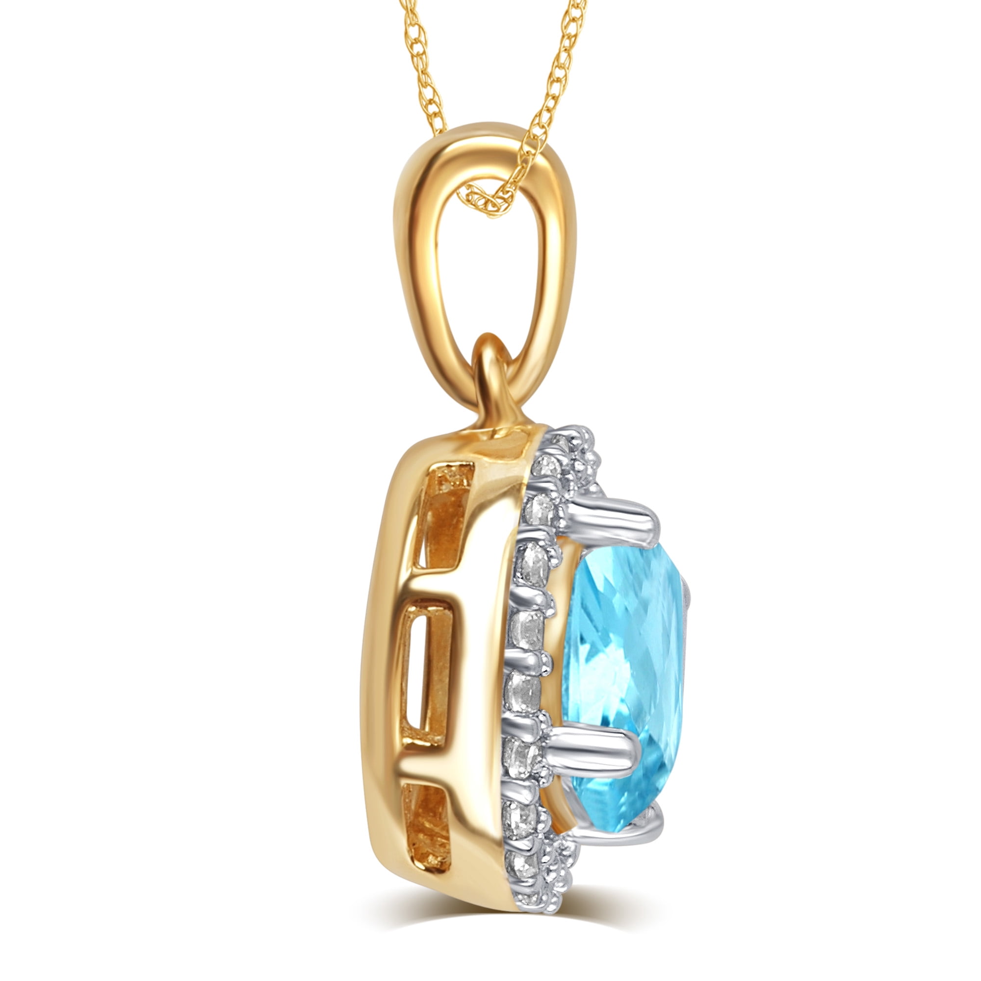 Blue Topaz and White Sapphire Birthstone Pendant in Sterling Silver