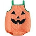 thumbnail image 4 of Mercatoo Halloween I𝐧fant Boys Girls Sleeveless Pumpkin Print Romper Baby Toddler Overalls Bodysuit One 𝗣iece Clothes, 4 of 5