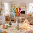 thumbnail image 6 of Easter Flocked Bunnies Figurine Easter Decorations, Flocked Easter Bunny Decor, Spring Tables Decoration Centerpieces Indoor Easter Decorating Bunnies for Home Office Party Supplies（Green）, 6 of 7