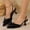 Black, variant on Women's Kitten Heel Mules with Bow Closed Pointed Toe Slip on Pumps for Wedding Party Dress Shoes Black 9(42)