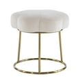 thumbnail image 2 of Linon Siena Gold Base Upholstered Flower Shaped Vanity Stool in White Velvet, 2 of 13