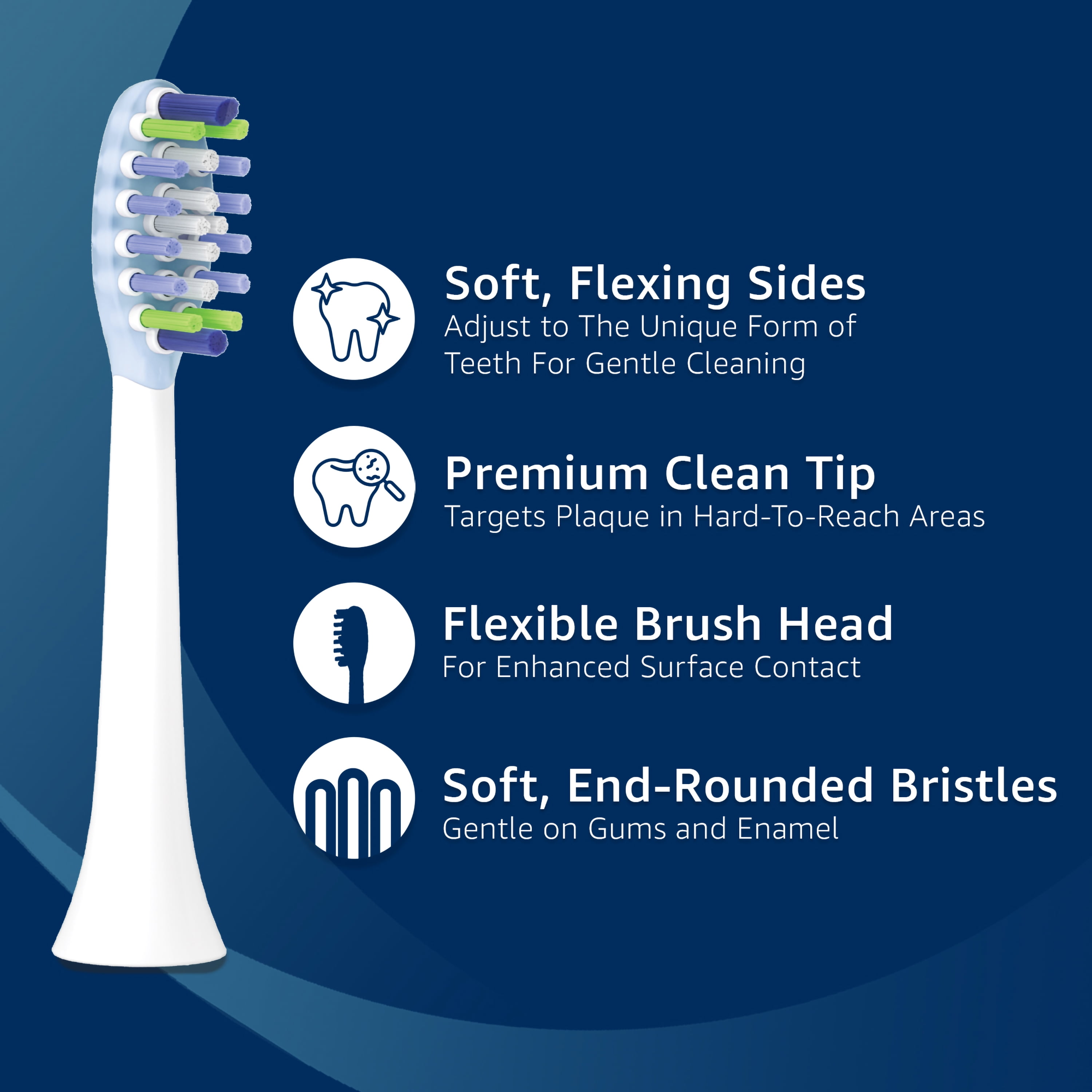 Equate SmileSonic Premium Antiplaque Electric Toothbrush Replacement Heads, 6 Count