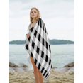 thumbnail image 2 of Black White Plaid Beach Towels Oversized Super Absorbent, Spring Farmhouse Buffalo Checkered Lightweight Bath Towel Quick Dry Sets For Bathroom/Pool/Rv Camping/Beach Play/Gym Room/Picnic 35"x70", 2 of 8