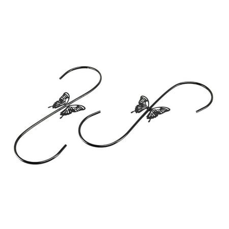 

Attractive Bird Feeders Hanger 12-Inch 2PCS Metal bird Feeders Hook Outdoor Steel S Hook with Butterfly Design