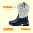 thumbnail image 3 of Kids Western Boots Girls Cowgirl Boots Unisex-Child Mid Calf Glitter Toddler Cowboy Boot Little Big Kids Western Riding Shoes, 3 of 5
