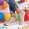 thumbnail image 5 of Glitter Sneakers for Womens Lace Up Sequin Orthopedic Sneakers (Gold 39), 5 of 7