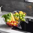 thumbnail image 3 of Vegetable washing basin draining basket multi-function washing fruit filter drain basin blanching and washing rice Transparent gray2pcs, 3 of 5