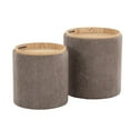 thumbnail image 6 of LumiSource Brown Fabric, Natural Wood Tray Nesting Ottoman Set, 6 of 6