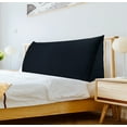 thumbnail image 7 of WOWMAX Large Reading Bed Wedge Pillow , Triangular Upholstered Headboard, Backrest Back Support for Sitting Up in Bed With Removable Velvet Black Cover, Full, 7 of 7