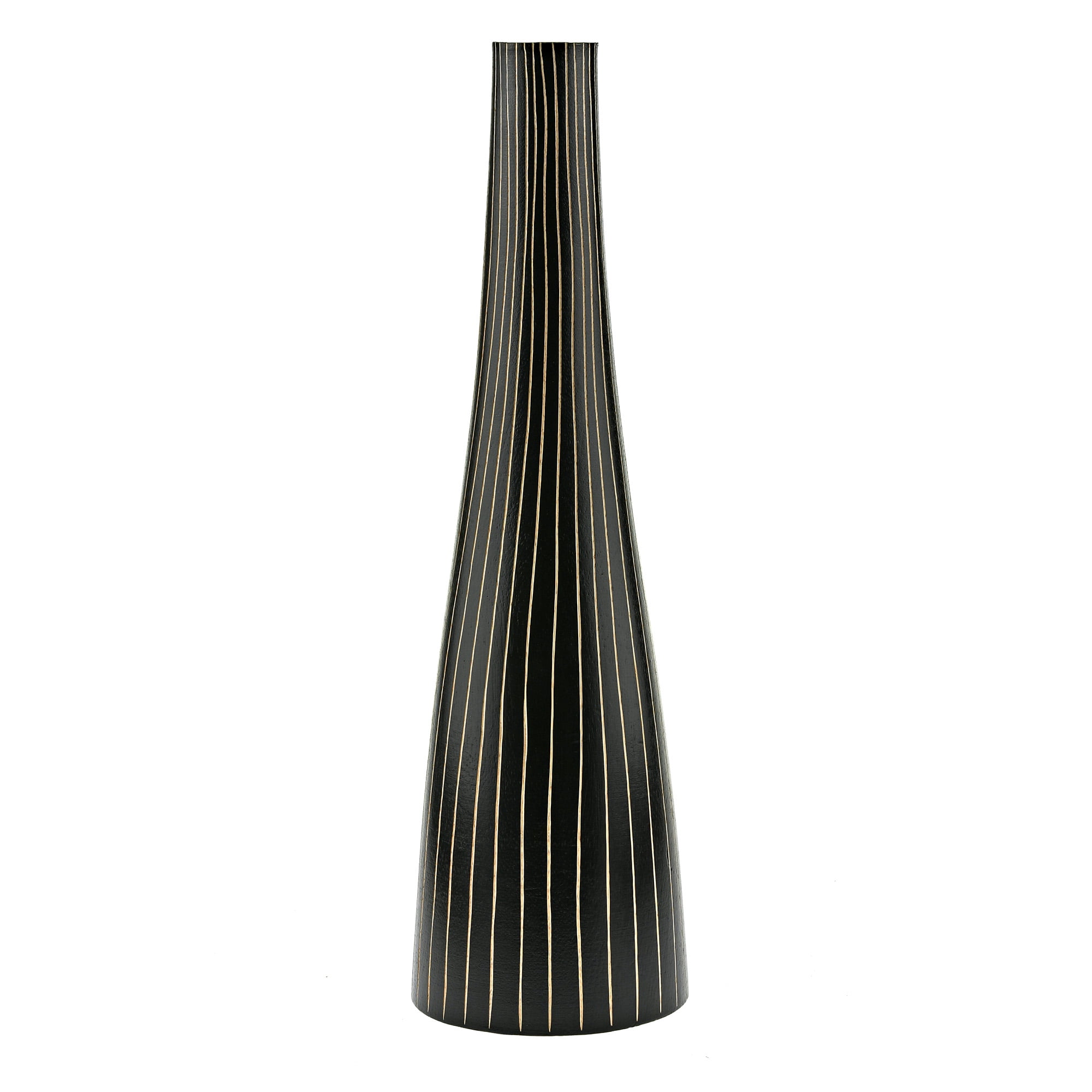 Delicate Daisy Flower Brown and Black Concaving Mango Tree Wood Vase