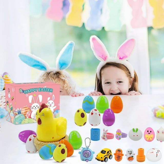 Aodebiao Easter Surprise Hen Calendar Set | Must-Have Kids Party Gift with Opening Toys | Countdown Calendar for Children’s Festive Fun | Safe Interactive Capsule Toy | Creative Holiday Surprise