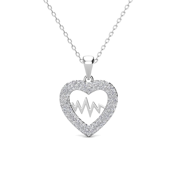Cate & Chloe Molly 18k White Gold Plated Heart Necklace with Swarovski Crystals for Women