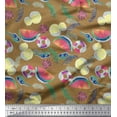 thumbnail image 1 of Soimoi Modal Satin Fabric Fruits,Swim Ring & Goggles Summer Designs Print Sewing Fabric Yard 42 Inch Wide, 1 of 3