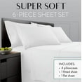 thumbnail image 3 of Danjor Linens 6 Piece Hotel Luxury Soft 1800 Series Premium Bed Sheets Set with Deep Pockets, Full, White, 3 of 9