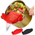 thumbnail image 1 of Coladores de malla para alimentos, colador fino, paquete de 2, colador con clip, manos libres, resistente al calor para cocina, todas las ollas, cuencos, paquete de 2 (negro + rojo) oso de fresa Hogar, 1 of 5