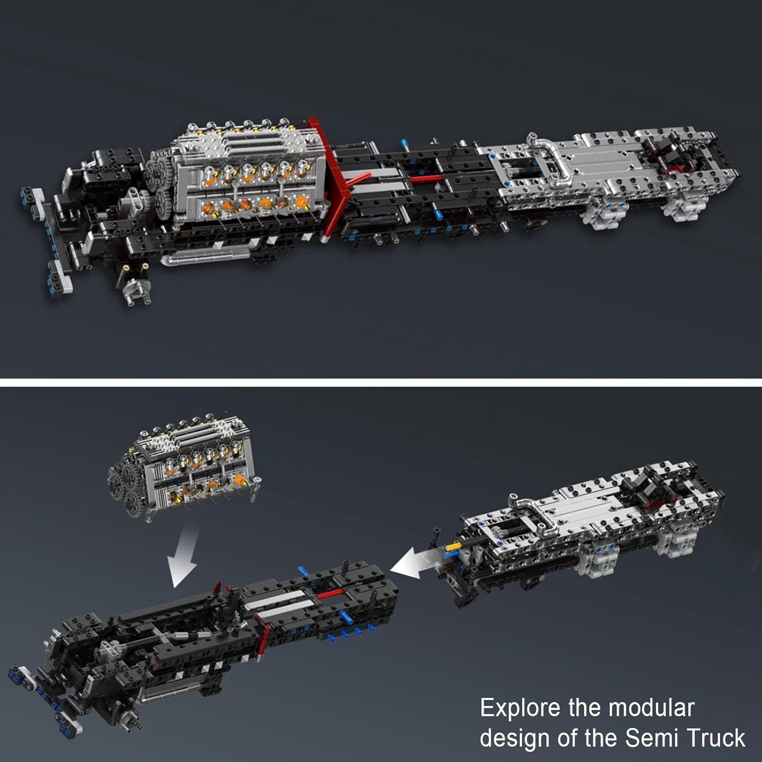 TH-24 Semi Truck Model Car Kits, Advanced Collectible Building Set for Adults, Heavy Monster Truck Toy with Powerful 24-Cylinder Engine, Home or Office Décor, Gift for Engineering Vehicles Lover