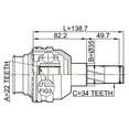 thumbnail image 2 of Febest INNER CV JOINT 22X35X34 # 1111-T200 OEM 96489845, 2 of 2