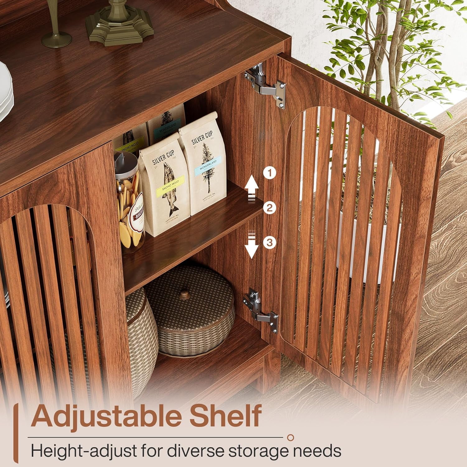 Tribesigns 57" Farmhouse Storage Cabinet with Shutter Doors and Adjustable Shelf
