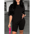 thumbnail image 2 of Two Piece Set For Women Summer Sweatsuits Short Workout Jogger Sets Matching Tracksuit Black 2XL, 2 of 6