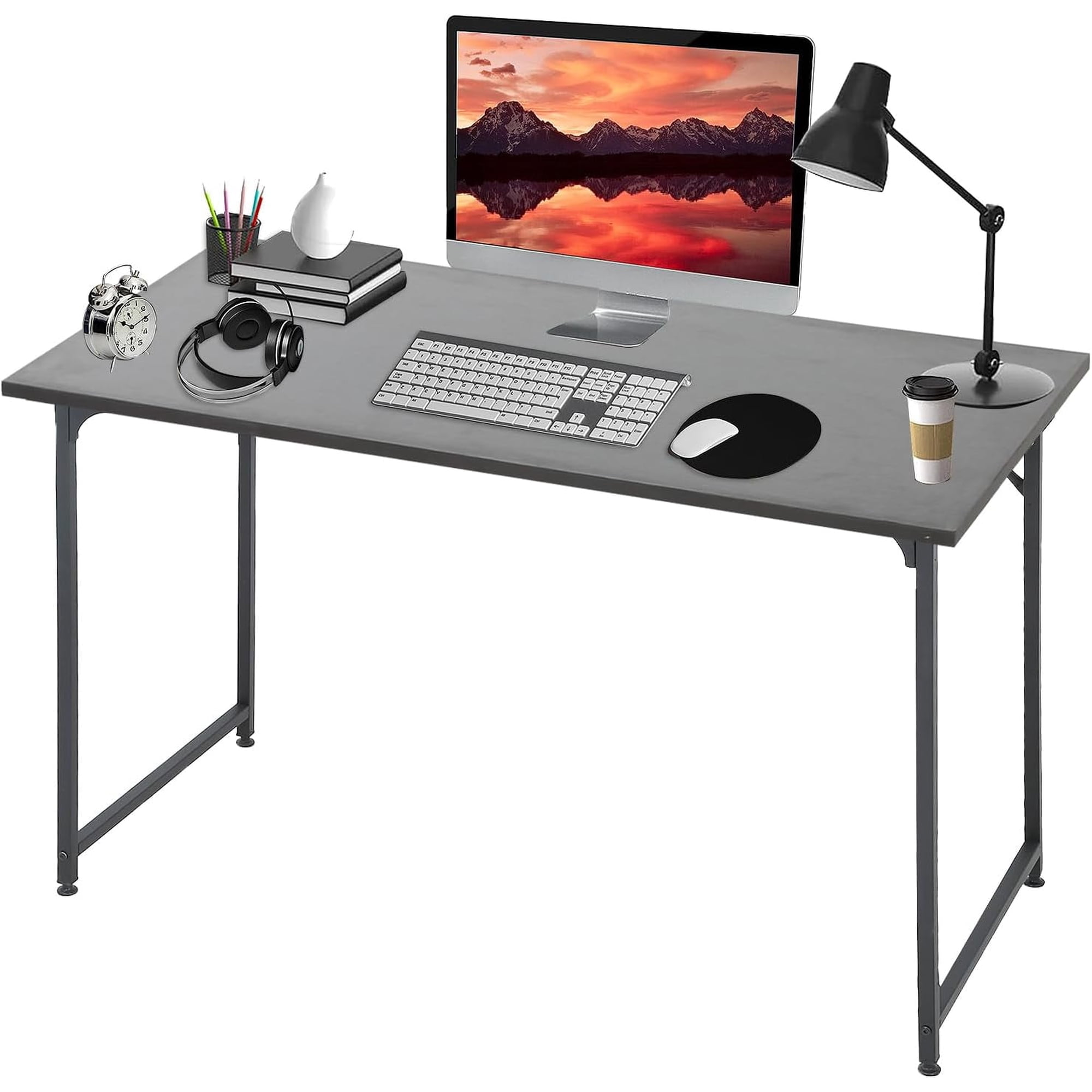 BestOffice 47 inch Computer Desk, Adjustable Sturdy Laptop Table for Adults with Metal Frame, Black