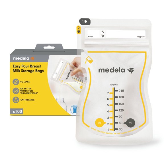 Medela Easy Pour Breast Milk Storage Bags, 100 Bags