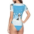 thumbnail image 4 of Naloa Collie in Bathtub Women's Short-Sleeved Onesie, One-Piece Swimsuit for Parties, dates, clubs - Small, 4 of 9