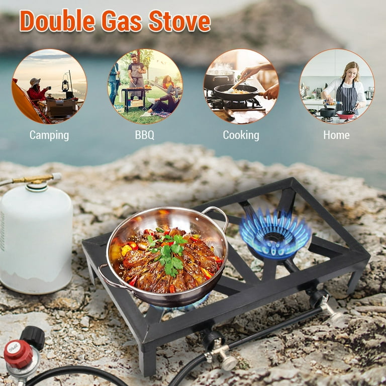  only fire Cast Iron Camping Stove 2 Burner Stove Propane Gas  Cooker for Outdoor Camping, Barbecue Grilling, Tailgating, Hiking : Sports  & Outdoors