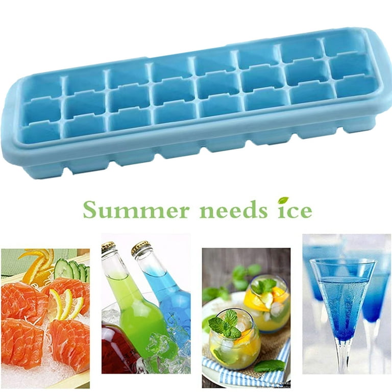 Sohindel Silicone Ice Trays for Freezer,Tiny Little Ice Cube Trays for Iced Coffee,Baby Food,BPA Free,Easy to Remove - Blue