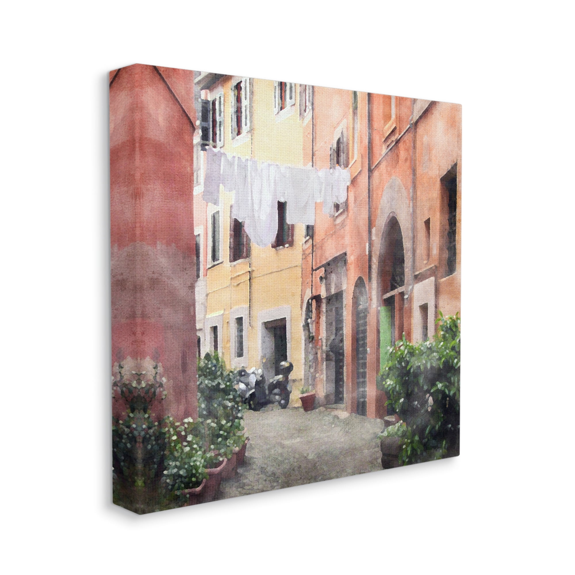 Stupell Industries Italy Street View Travel & Places Painting Gallery Wrapped Canvas Print Wall Art, 17 x 17