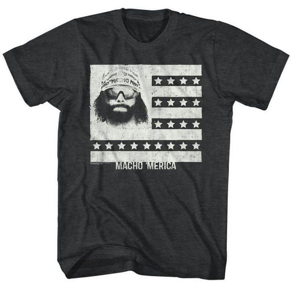 Macho Man Mericaman Black Heather Adult T-Shirt 5Xl