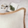 thumbnail image 4 of Phantoscope Linen Tassel Trimmed Farmhouse Series Decorative Throw Pillow, 18" x 18", Off White, 1 Pack, 4 of 7