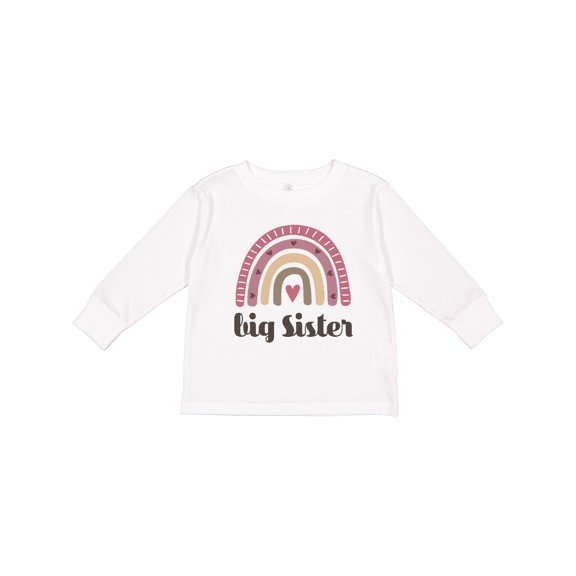 Inktastic Big Sister Announcement Rainbow Girls Long Sleeve Toddler T-Shirt