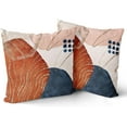 thumbnail image 2 of Boho Blue Orange Pink Pillow Covers 18x18 Set of 2 Modern Abstract Geometric Print Decorative Throw Pillows Mid Century PillowCase Square Cotton Farmhouse Cushion Case Decor for Couch Sofa Bed, 2 of 6