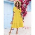 thumbnail image 2 of Vestido AUSELILY de verano para mujer, cuello en V, manga corta, amarillo, 2 of 6