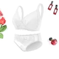 thumbnail image 3 of Lencería sexy para mujer, conjunto de lencería de encaje de 2 piezas, conjunto de sujetador y braguita con aros acanalados para San Valentín, color blanco, 3 of 6